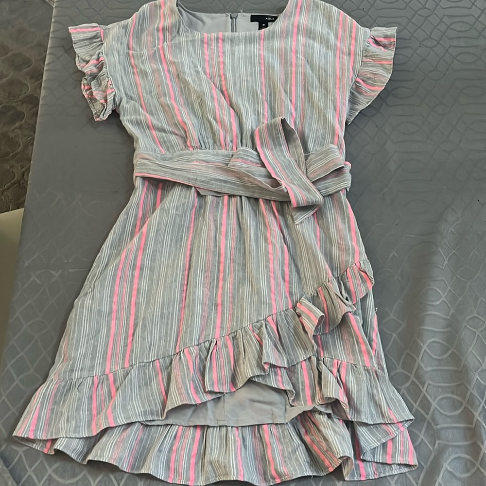 Aqua pink wrap dress
